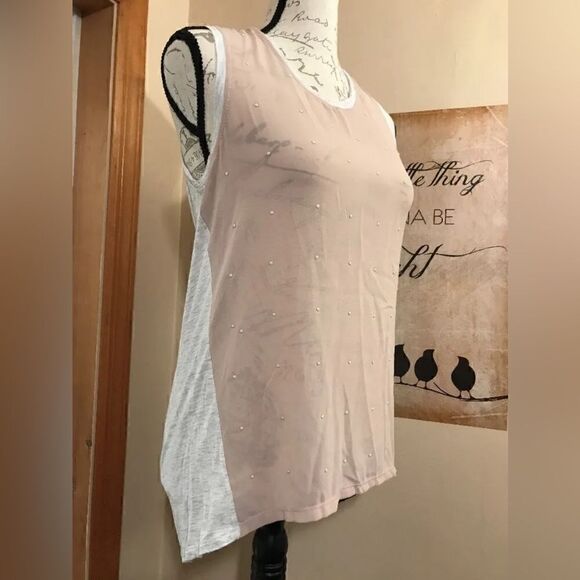 Chloe K Women's Pink / Grey Sleeveless Top Tank - Size Medium - Picture 7 of 9